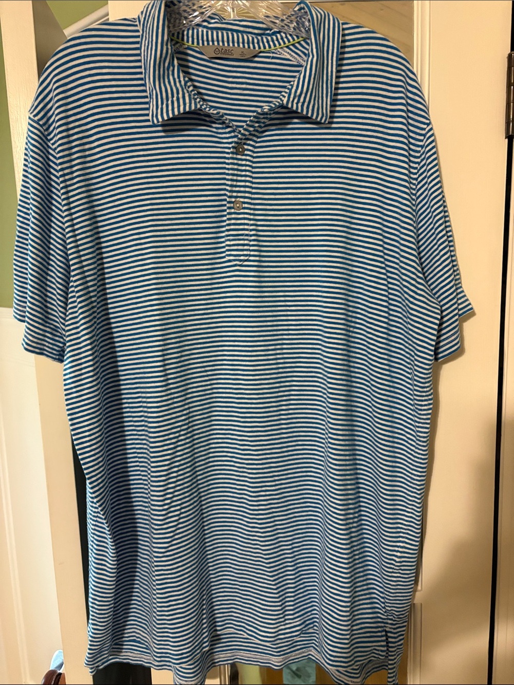 Tasc Men's Blue & White Striped Polo Shirt